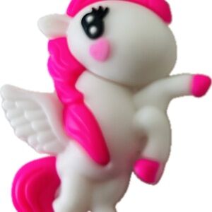 Cute Pink & White Cartoon Unicorn charmed Purse Backpack charm Keyring Keychain